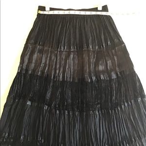 Black broomstick skirt with tiers of texture